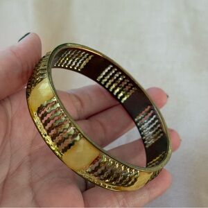 Vintage Style Gold Tone Yellow Statement Bangle